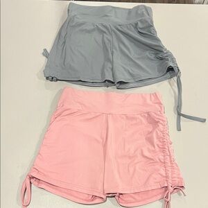 Women's Pink and Gray Drawstring Shorts